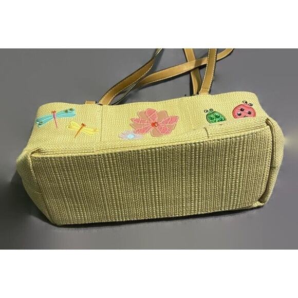 Beaded Purse Double Strap Cotton Blend Butterfly Dragonfly Lady Bug Cottage - Picture 4 of 9